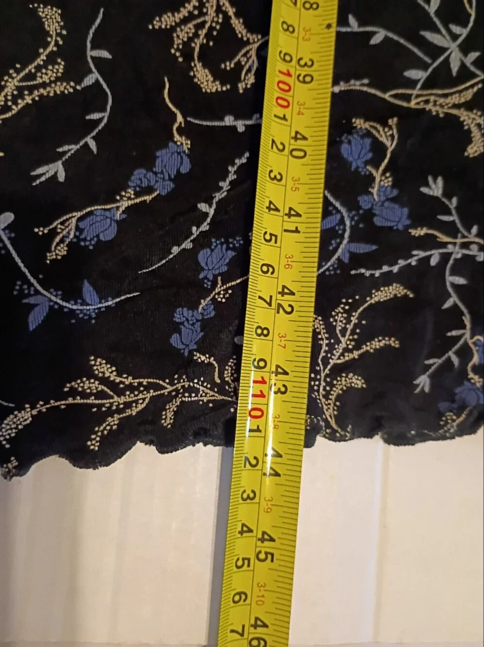 VTG Ronni Nicole Midi Dress Black with White & Light Blue Floral Print Sz 8